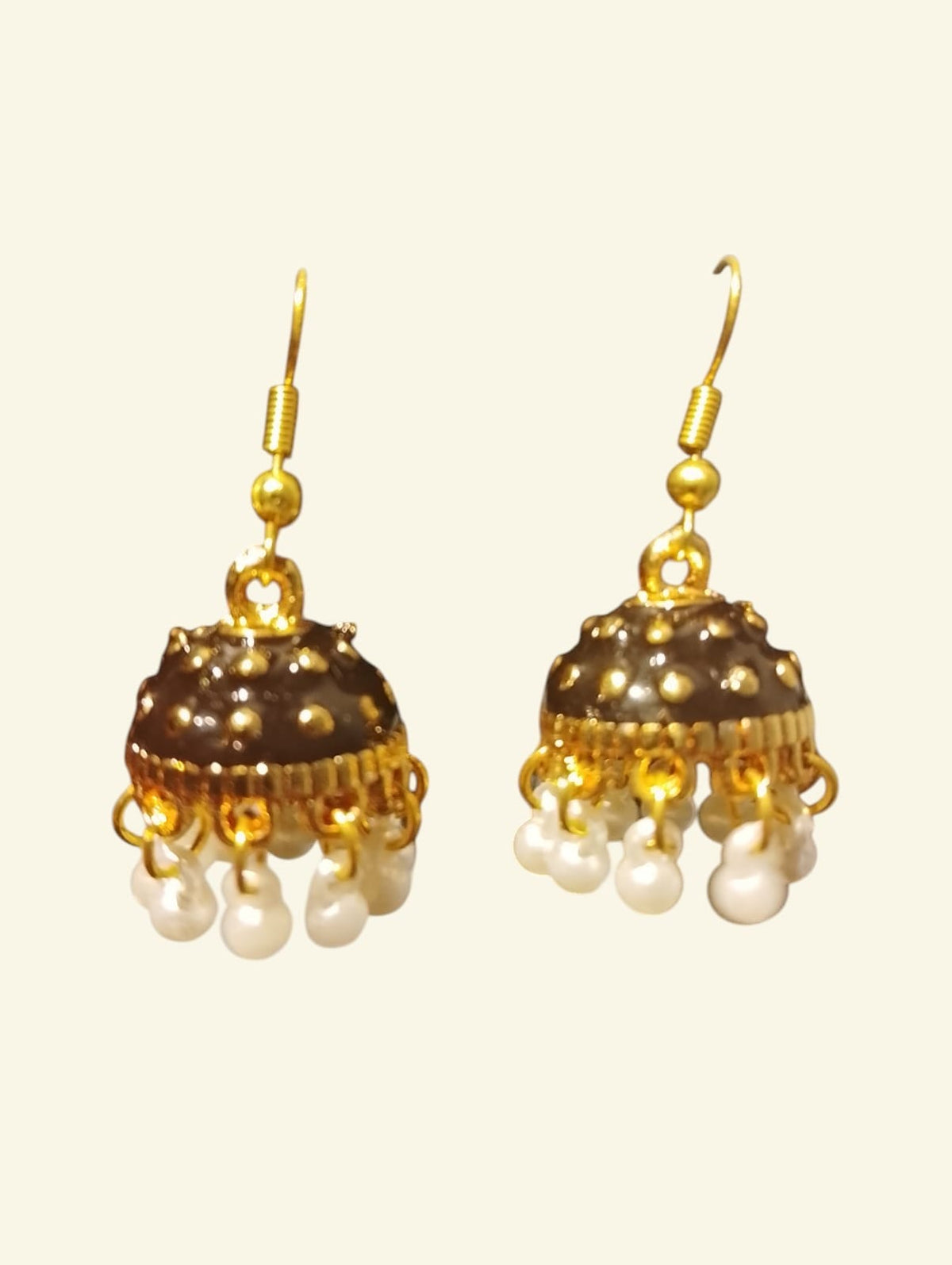Meenakari Pearl Jhumka Earrings