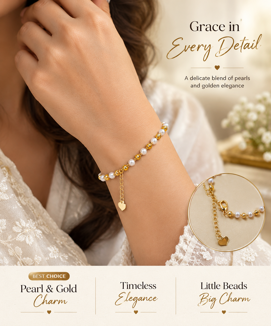 Pearlora Heart Bracelet