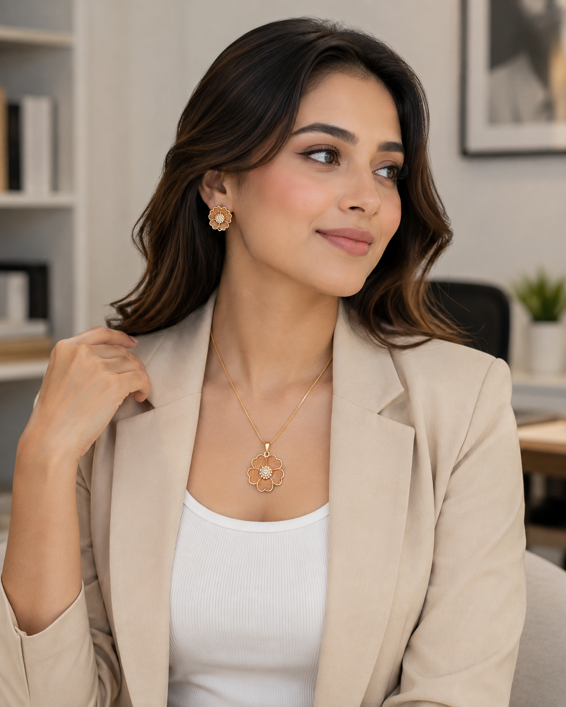 Aurelia Bloom — Floral Necklace & Stud Set | 20% OFF