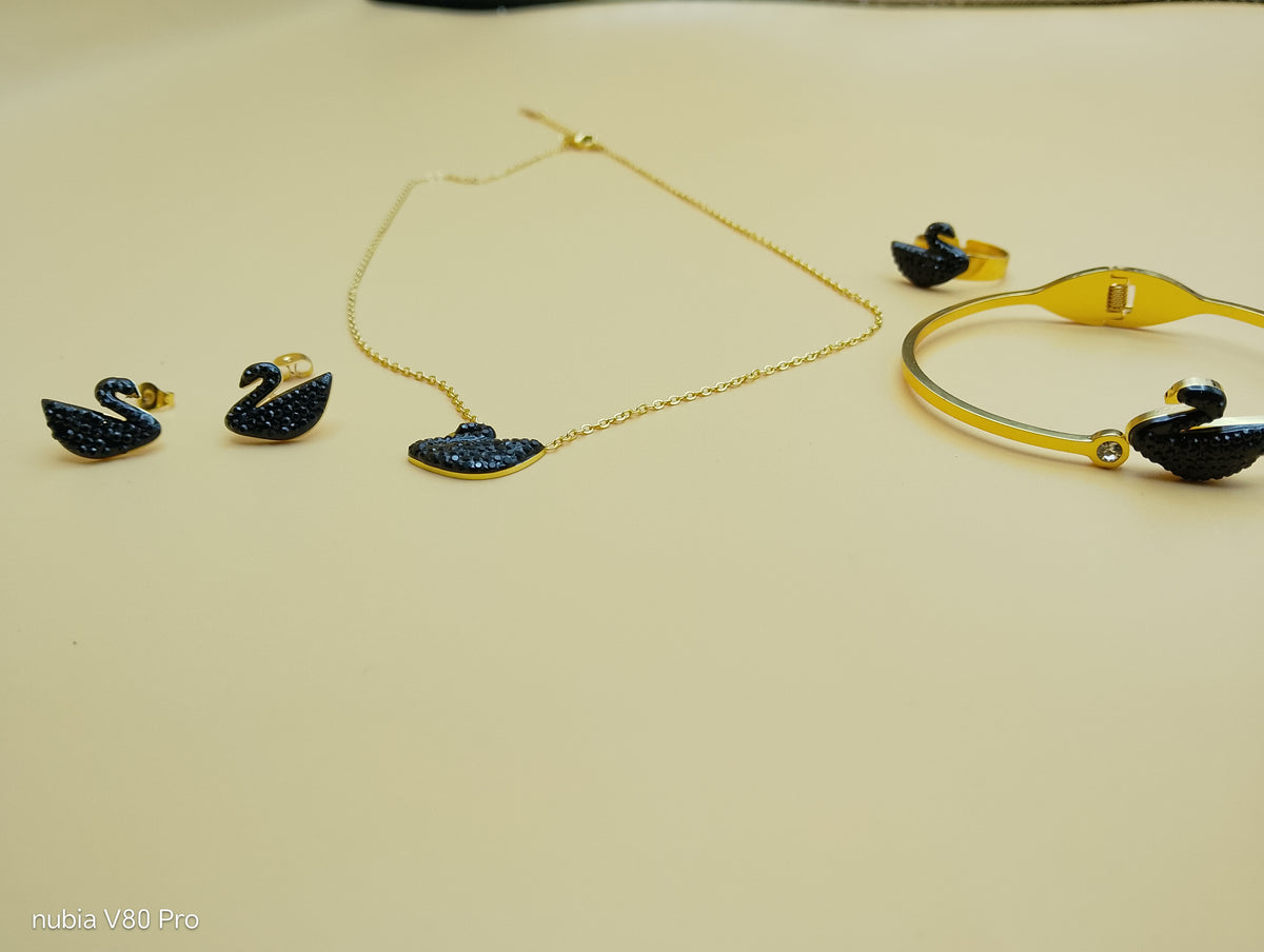 Noir Swan Locket Set