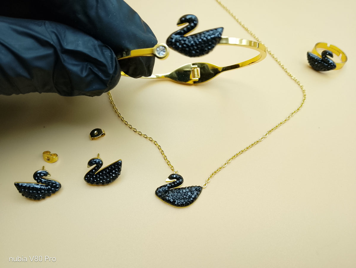 Noir Swan Locket Set