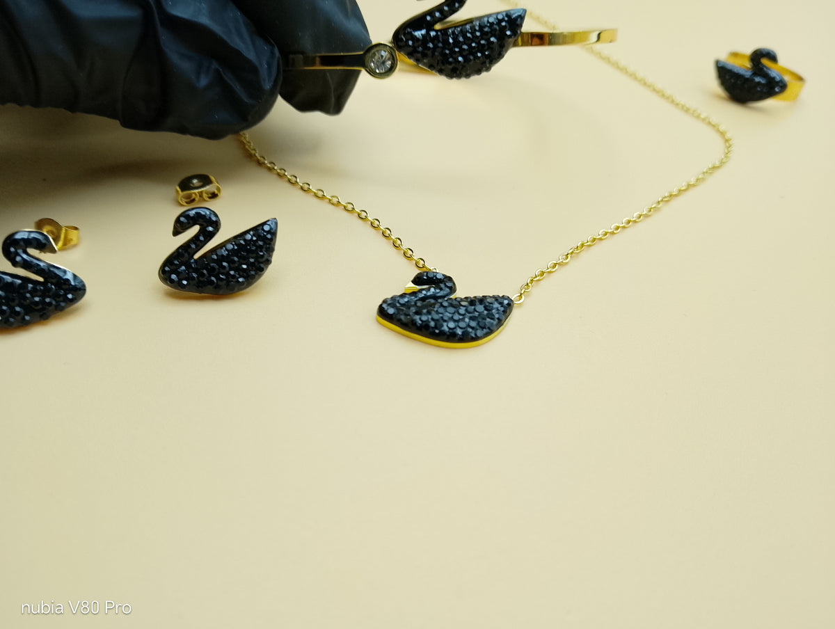 Noir Swan Locket Set