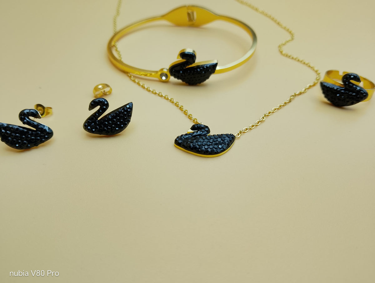 Noir Swan Locket Set