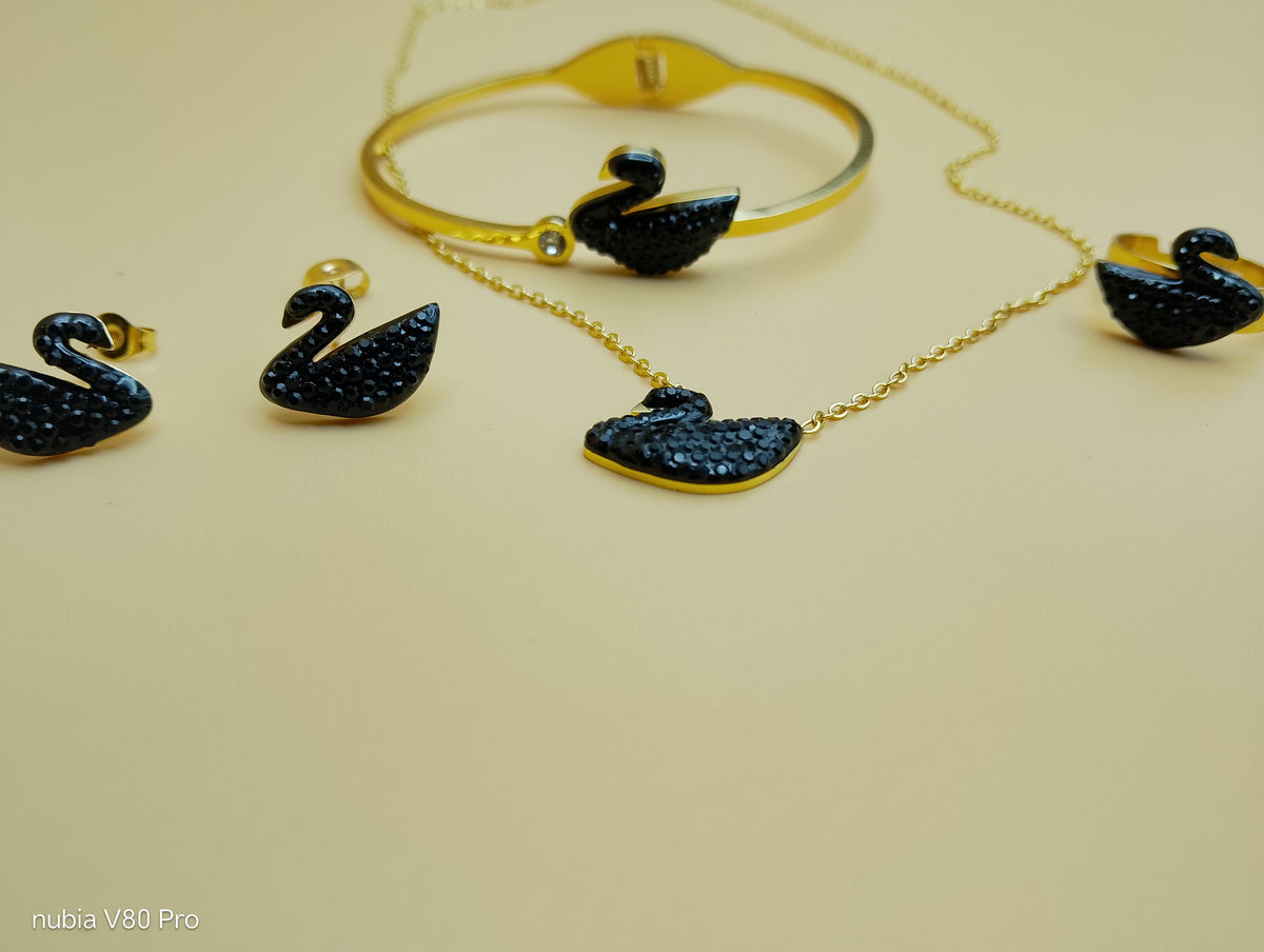 Noir Swan Locket Set
