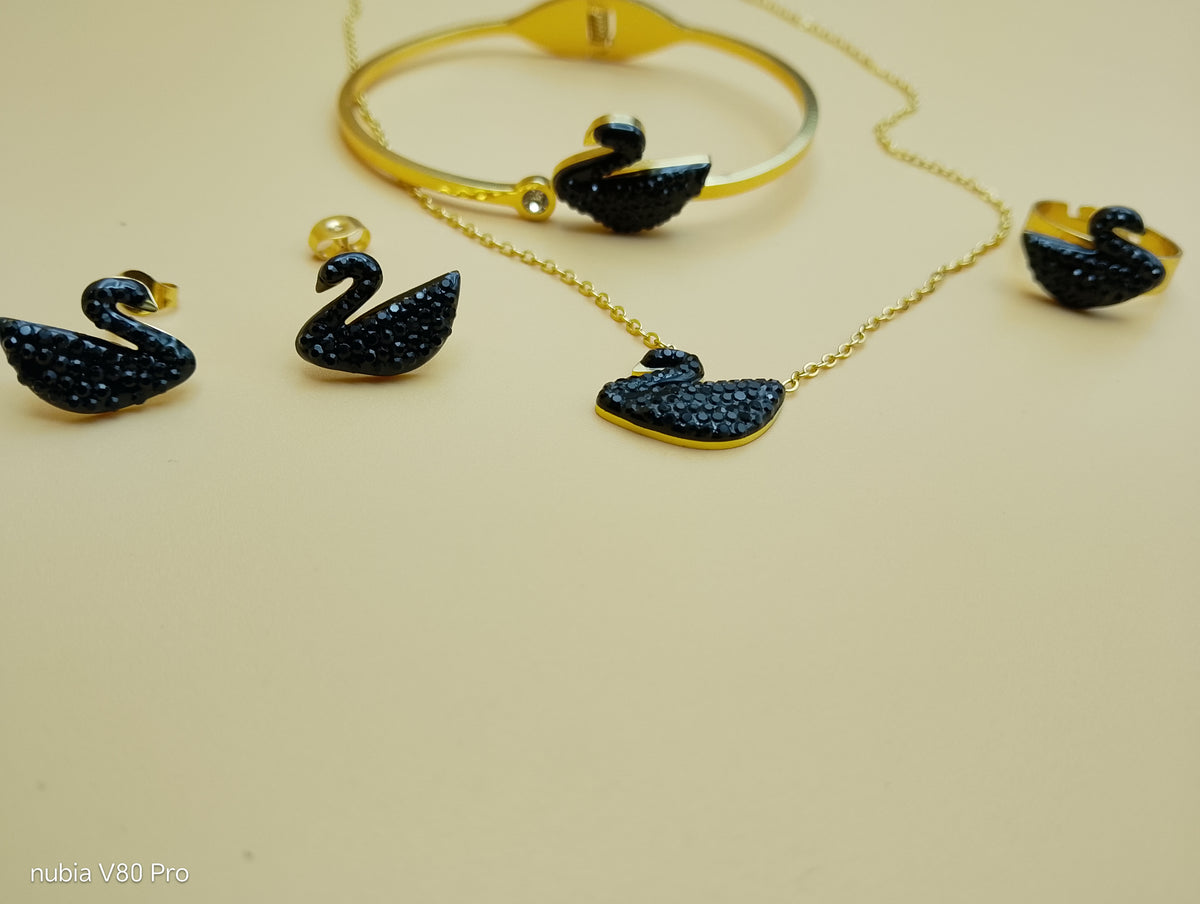 Noir Swan Locket Set