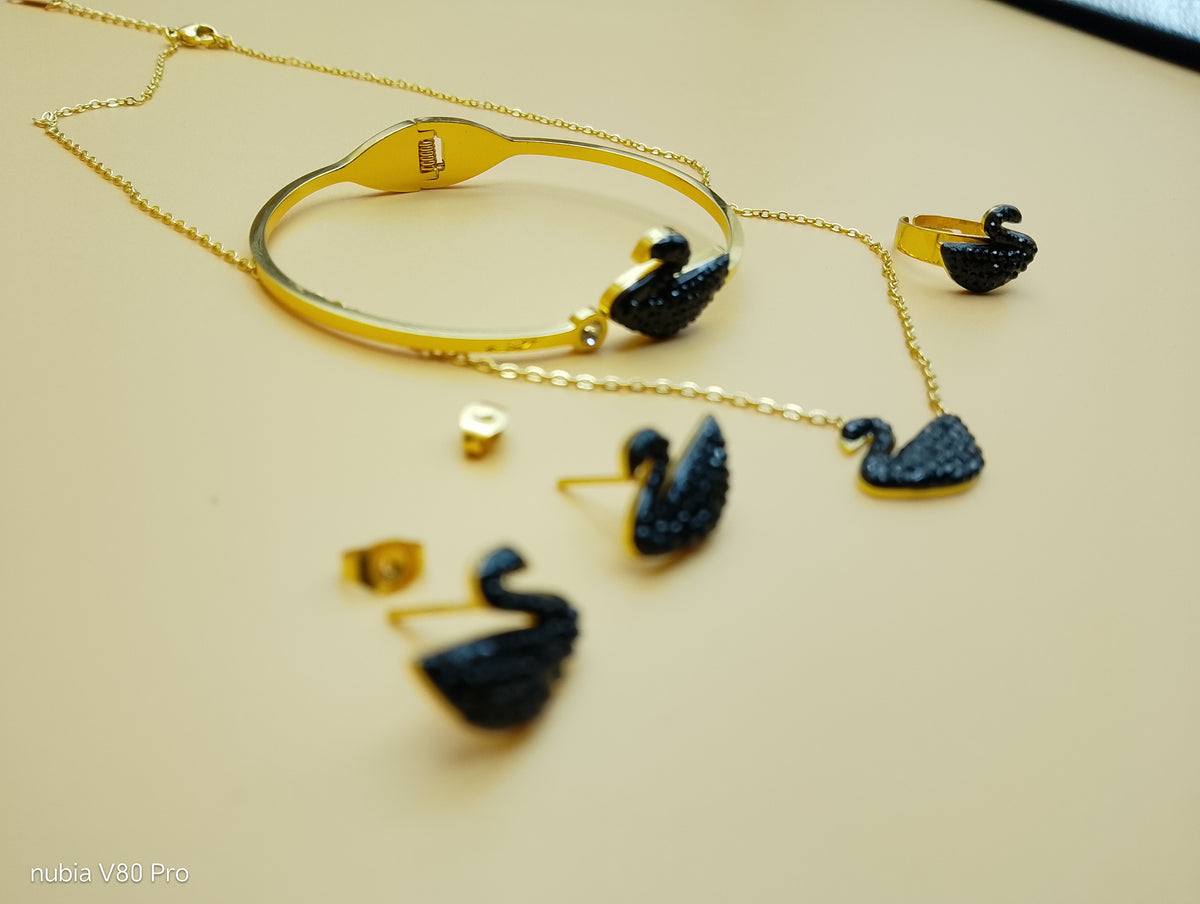 Noir Swan Locket Set