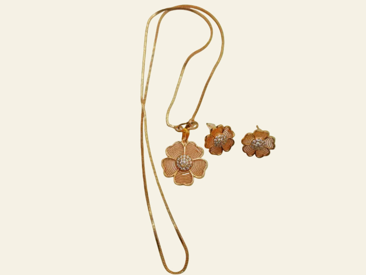 Aurelia Bloom — Floral Necklace & Stud Set | 20% OFF