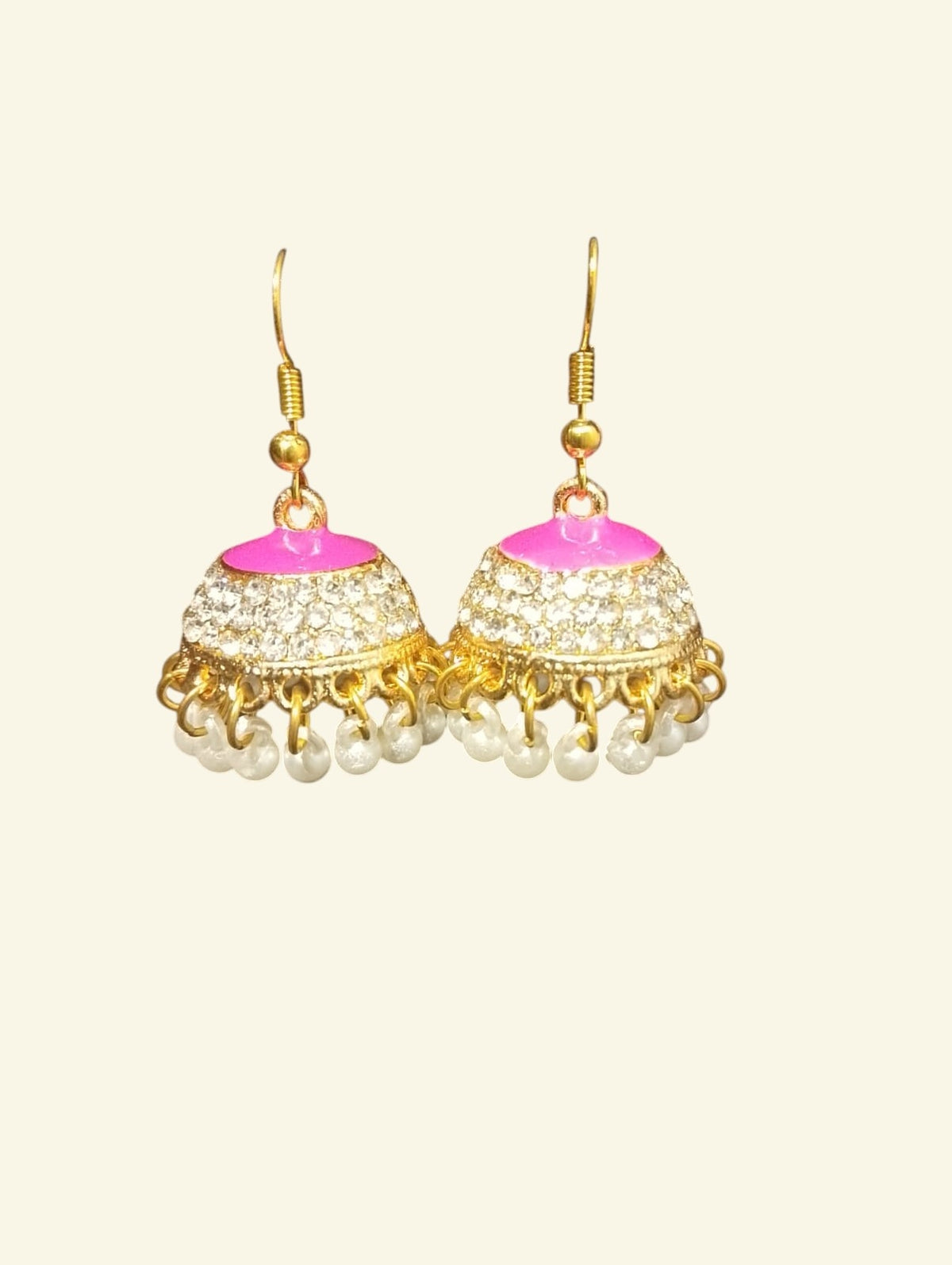 Gulnaar Meena Jhumka Stonework & Pearl Drop Jhumka