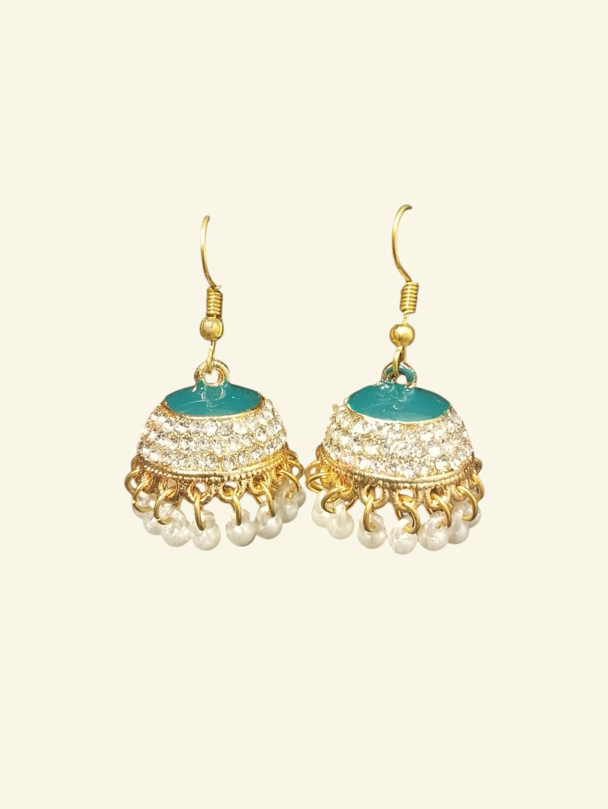 Gulnaar Meena Jhumka Stonework & Pearl Drop Jhumka